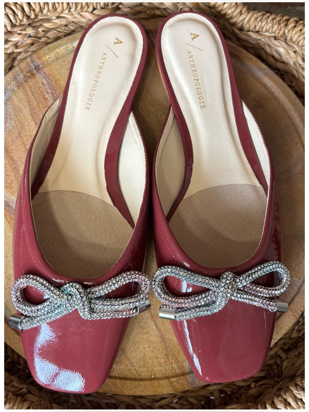 NWOT Anthropologie Guilhermina Ballet Mules in Wine  Size 7